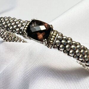 Lagos Caviar Smokey Topaz Sterling Silver and 18K gold Bracelet 7"